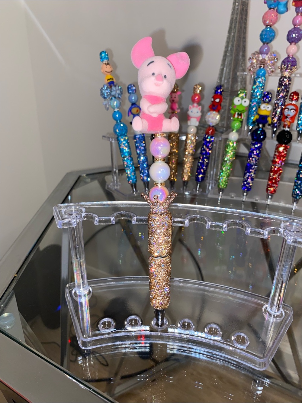 Pink Piglet Glitter Pen with Gold Sparkle